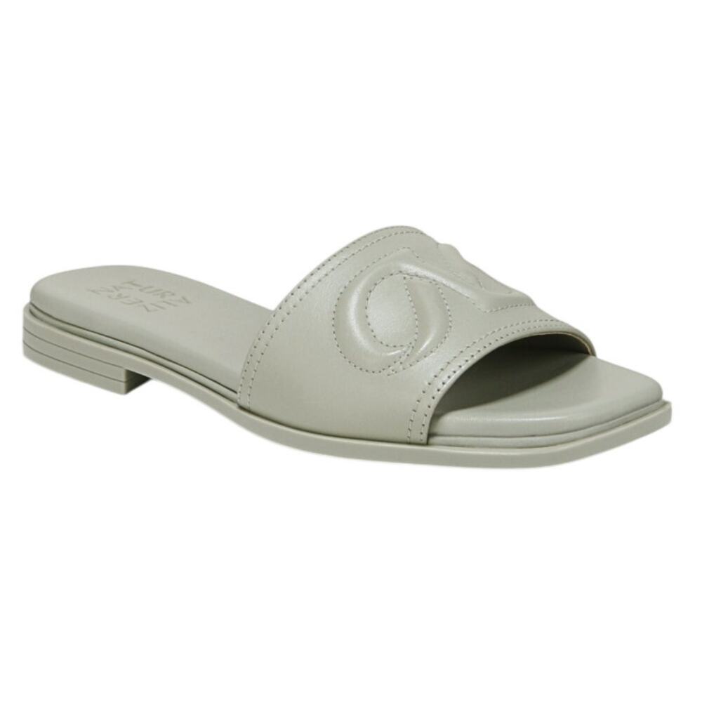 Naturalizer Womens Genevieve Slide Sandals Size 8.5 WIDE Grey Green Leather NIB